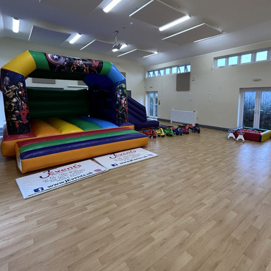 Superhero Multicoloured Rainbow Bounce 'n' Slide Inflatable Castle Marvel