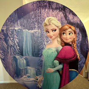 6ft Round Frozen Backdrop Hoop & 3 x Frozen Plinths