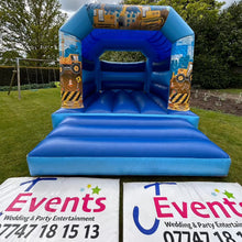 Load image into Gallery viewer, Construction Bouncy Castle Blue &amp; Blue
