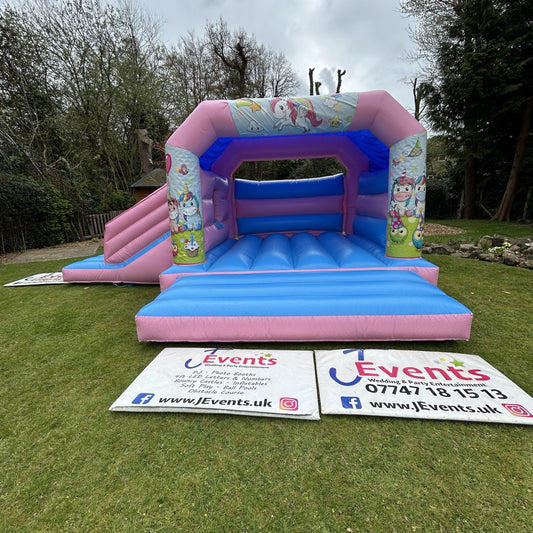 Pastel Pink & Pastel Blue Bounce 'n' Slide Party Time Unicorn