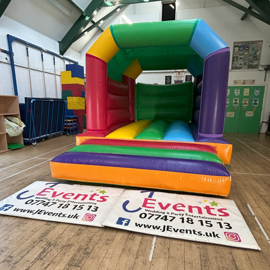 Multicoloured Rainbow Bouncy Castle Plain