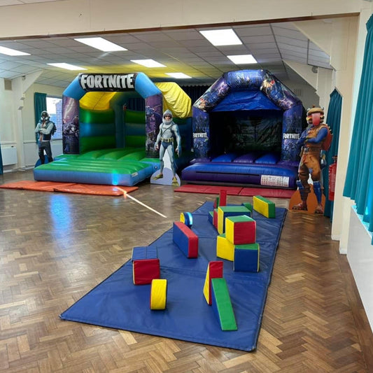 Game Themed Bouncy Castle Blue & Green