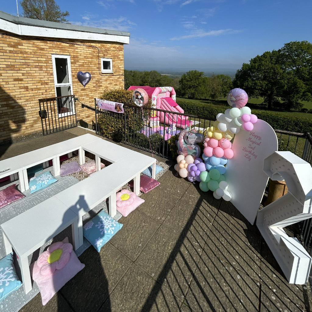10 x Children Tables, 20 x Cushions & 3 x Rugs