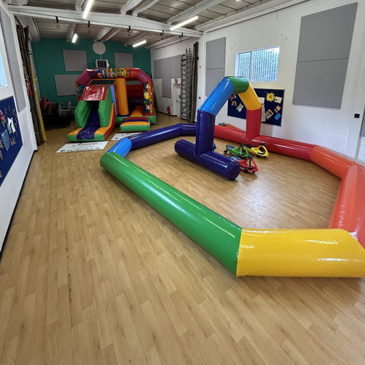 Bounce n Slide & 4x Didi Cars / Walk 'n' Rides / Animal Hoppers (with inflatable track)