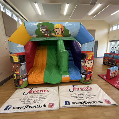 Multicoloured Rainbow Junior Platform Inflatable Slide Firefighter / Fireman