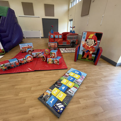 Firefighter / Fireman Bounce n Slide, Ball Pool, Soft Play, Face In The Hole & Hopscotch Package