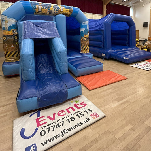 Blue Bounce 'n' Slide Construction Themed