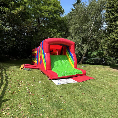 Assault Course 46ft Multicoloured Inflatable Obstacle Course & Disco Dome Bouncy Castle Package