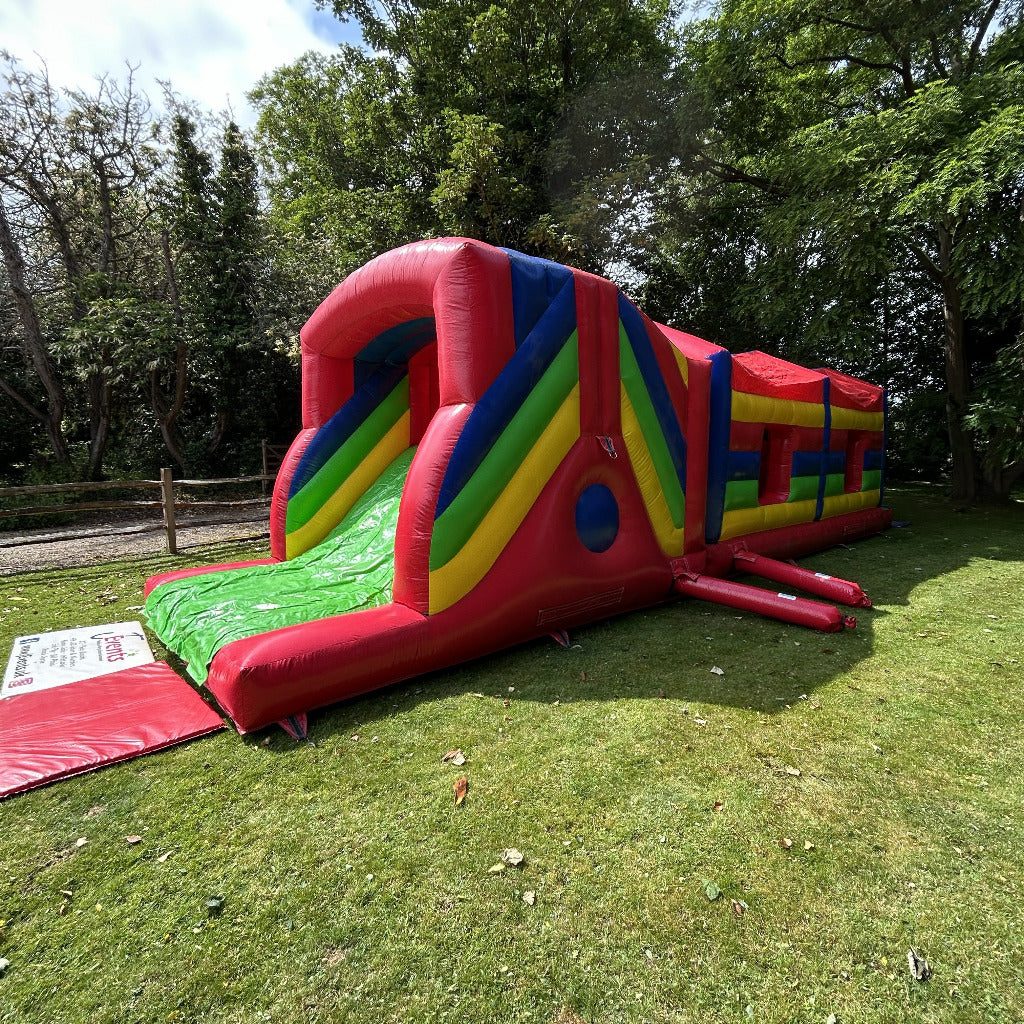 Assault Course 46ft Multicoloured Inflatable Obstacle Course & Disco Dome Bouncy Castle Package