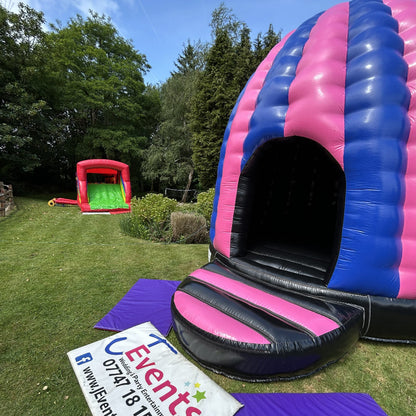 Assault Course 46ft Multicoloured Inflatable Obstacle Course & Disco Dome Bouncy Castle Package