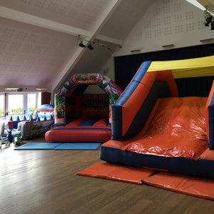 1 x Bouncy Castle & 1 x Up 'n' Over Slide, Ball Pool, Soft Play Shapes Package ( No Ride Ons or Hoppers)