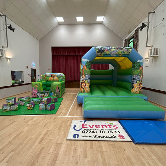 Jungle 2 Bouncy Castle Blue & Green