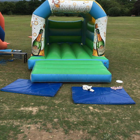 Congratulations Bouncy Castle Blue & Green