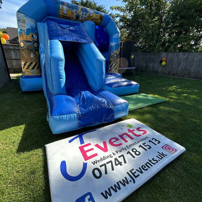 Blue Bounce 'n' Slide Construction Themed