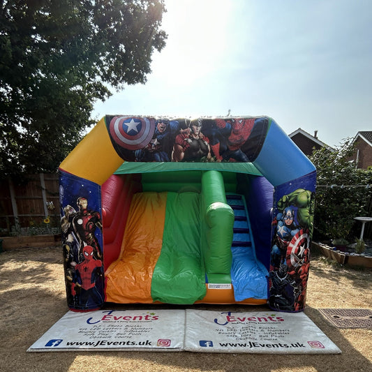 Superhero Multicoloured Rainbow Junior Platform Inflatable Slide Marvel