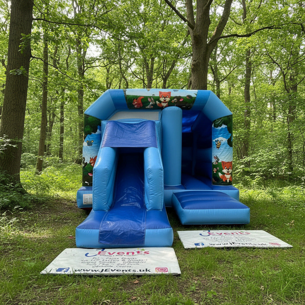 Blue Bounce 'n' Slide Woodland Themed
