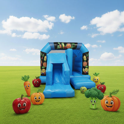 Blue Bounce 'n' Slide Dancing Fruit & Funky Veggies Themed