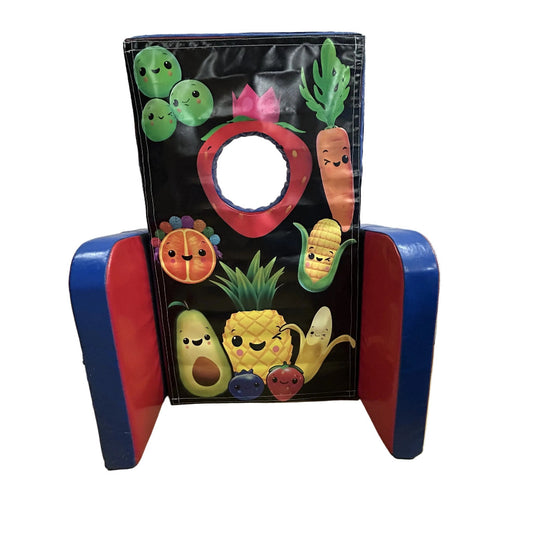 Dancing Fruits and Vegetable ‘Face in Hole’ Peek a Boo Red & Blue