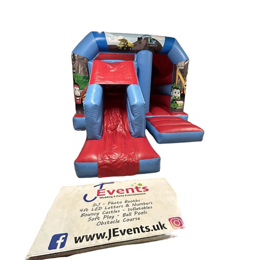 Red & Blue Bounce 'n' Slide Construction Cartoon Themed