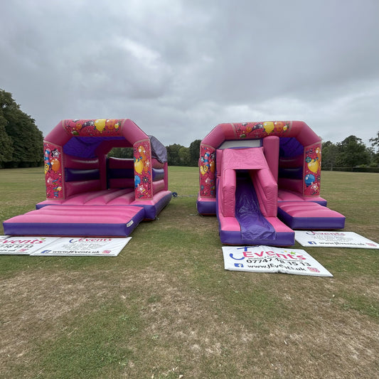 Pink & Purple Bouncy Castle & Pink & Purple Bounce 'n' Slide Bouncy Castle