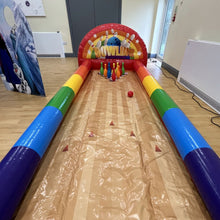 Load image into Gallery viewer, Inflatable Bowling Alley Rainbow Colour With Wooden Bowling Floor Print
