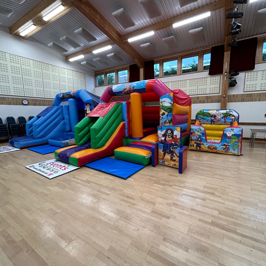 2 x Pirate Bounce 'n' Slide Bouncy Castles, Ball Pool & Face In The Hole Package