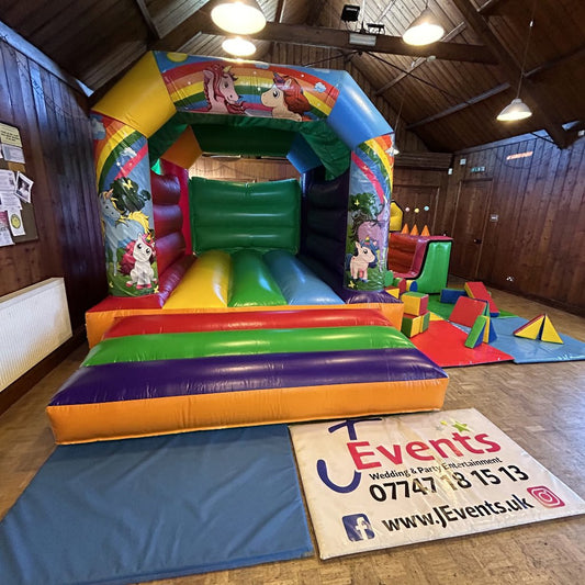 Unicorn Multicoloured Rainbow Bouncy Castle