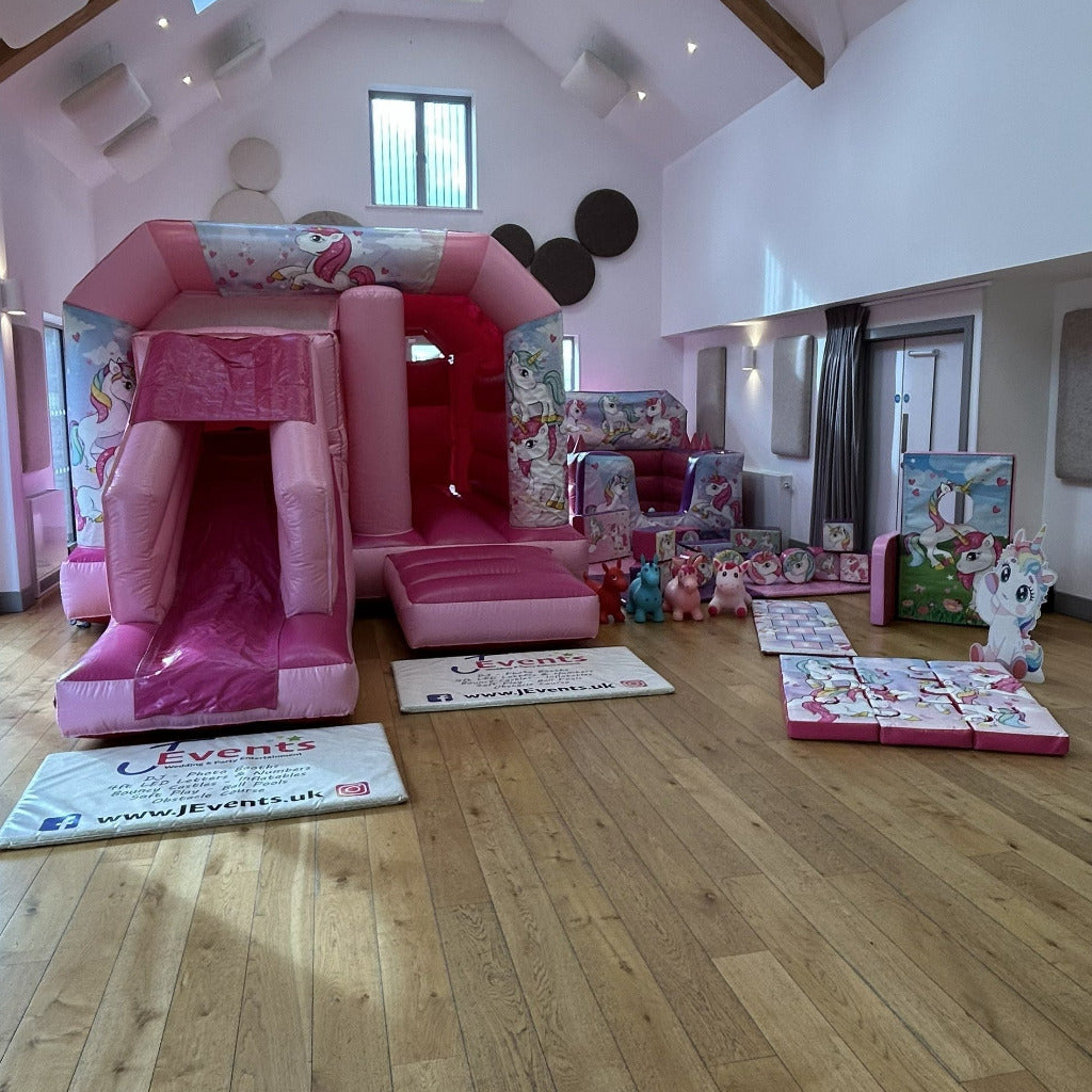 Unicorn Bounce n Slide, Ball Pool, Soft Play Shapes, Hopscotch, Face In The Hole & Puzzle Package