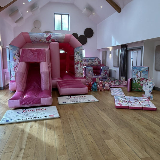 Unicorn Bounce n Slide, Ball Pool, Soft Play Shapes, Hopscotch, Face In The Hole & Puzzle Package