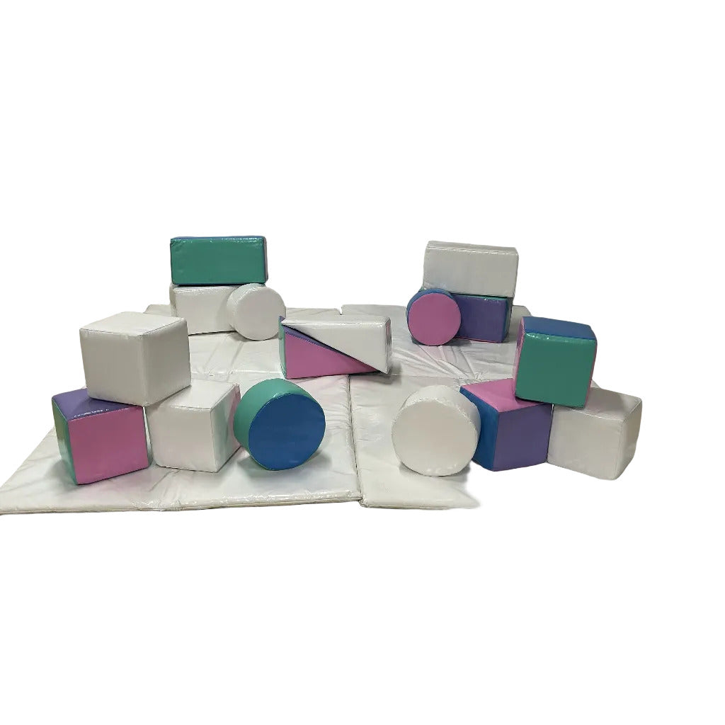 Multicoloured Pastel & White Soft Play Shapes