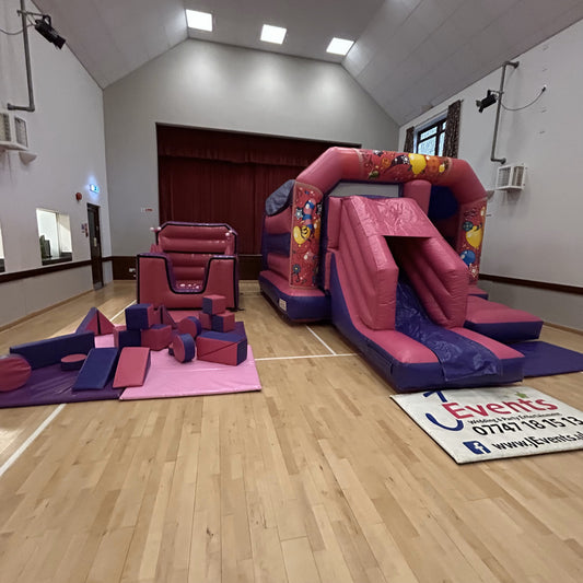 Pink & Purple Bounce 'n' Slide Bouncy Castle, Ball Pool & Soft Play Package