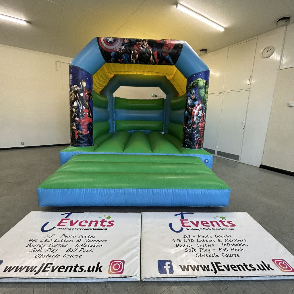 Superhero Bouncy Castle Blue & Green