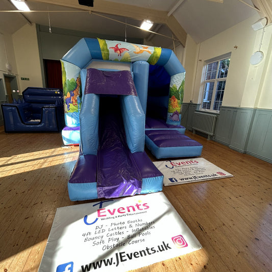 Cute Cartoon Dinosaur Bounce 'n' Slide Blue & Purple