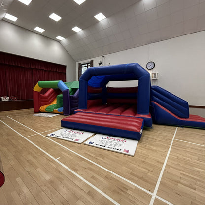 Multicoloured Rainbow Junior Platform Inflatable Slide Plain