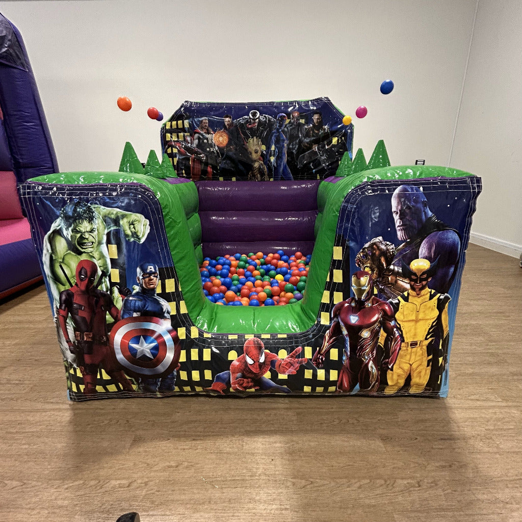 Superhero Green & Purple Inflatable Ball Pool Air Juggler