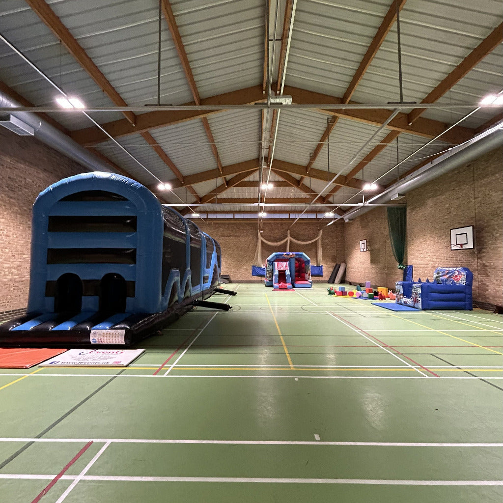 Assault Course 46ft Blue & Black Inflatable Obstacle Course & Bounce n Slide