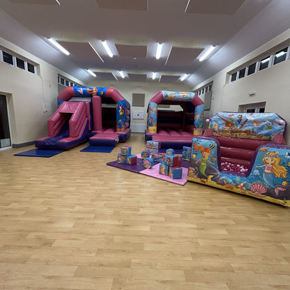Pink & Purple Mermaid Bouncy Castle, Mermaid Bounce 'n' Slide Bouncy Castle, Ball Pool & Soft Play Package