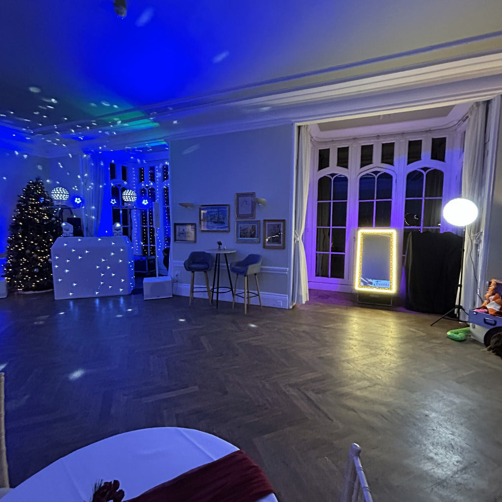 DJ & White Disco Setup Plus Photo Booth & LOVE Letters