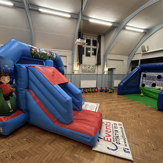 Red & Blue Football 2 Bounce n Slide & Shoot 'n' Score Penalty Shoot-Out Inflatable Package