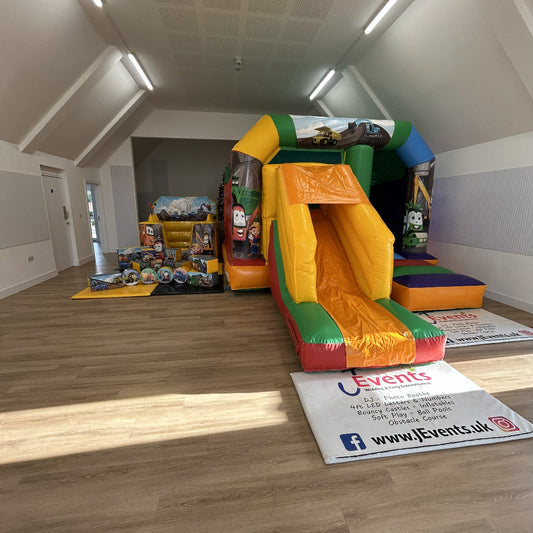 Rainbow Bounce 'n' Slide, Ball Pool & Soft Play Shapes Construction Cartoon Themed Package