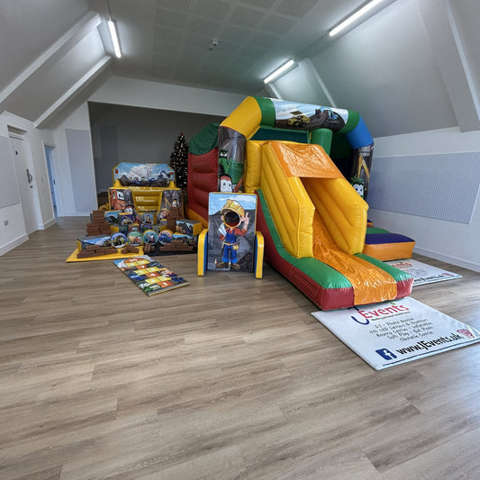 Rainbow Bounce 'n' Slide, Ball Pool, Soft Play Shapes, Face In The Hole, Hopscotch & Soft Bricks Construction Cartoon Themed Package