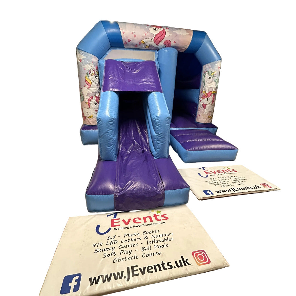 Cute Unicorn Blue & Purple Bounce 'n' Slide