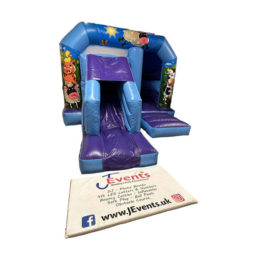 Blue & Purple Bounce 'n' Slide Farm Themed