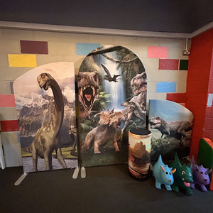 4ft, 6ft & 7ft Sail Backdrops & Plinth Package Dinosaur Themed