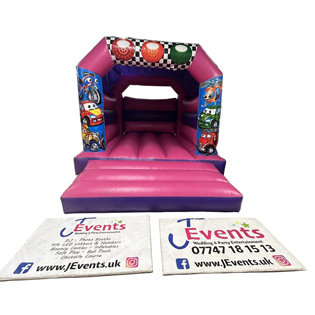 Pink & Purple Bouncy Castle Car / Traffic / Transport Themed