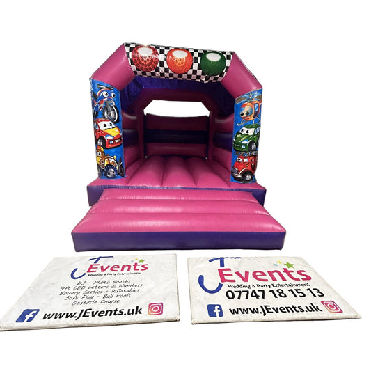 Pink & Purple Bouncy Castle Car / Traffic / Transport Themed