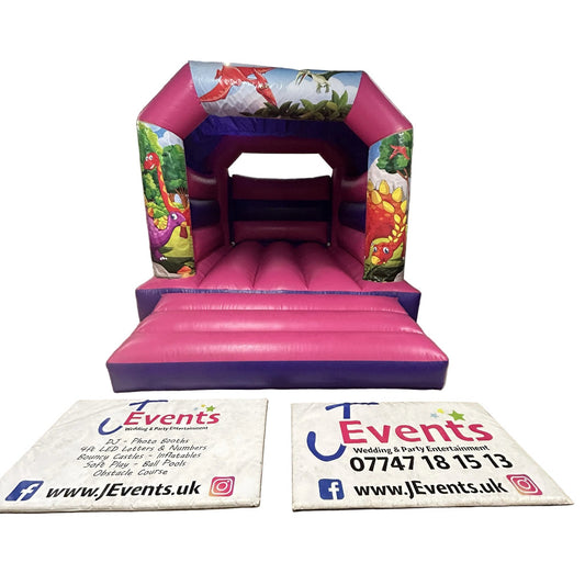 Cartoon Dinosaur Bouncy Castle Pink & Purple