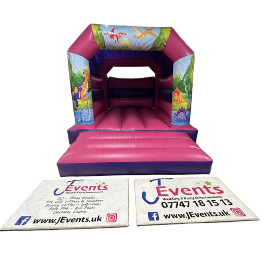 Cute Dinosaur Bouncy Castle Pink & Purple