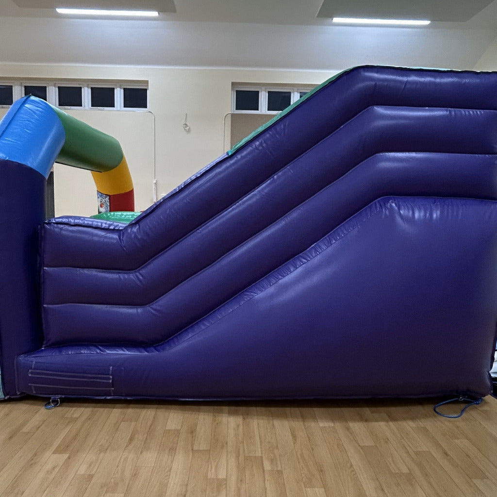 Multicoloured Rainbow Junior Platform Inflatable Slide Spidey