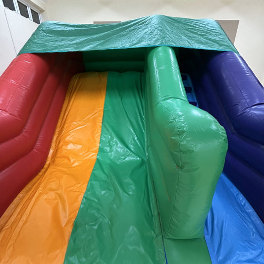 Multicoloured Rainbow Unicorn Junior Platform Inflatable Slide